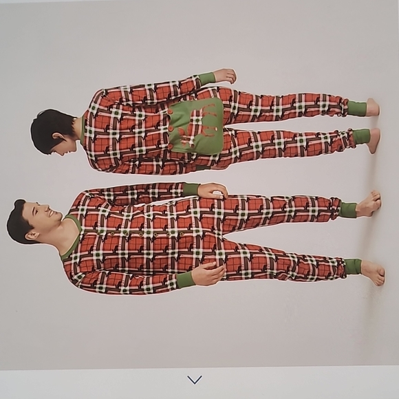 🎄🎄HOLIDAY MOOSE ON PLAID ADULT UNION SUIT🎄🎄 - Picture 2 of 12